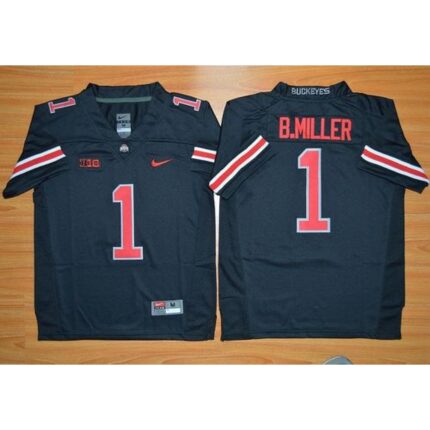 Buckeyes #1 Braxton Miller Black(Red No.) Limited Stitched Youth NCAA Jersey