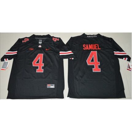 Buckeyes #4 Curtis Samuel Black(Red No.) Limited Stitched NCAA Jersey