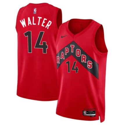 Men's Toronto Raptors #14 Ja' Kobe Walter Red 2024 Draft Icon Edition Stitched Basketball Jersey