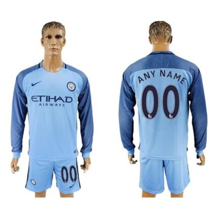 Manchester City Personalized Home Long Sleeves Soccer Club Jersey