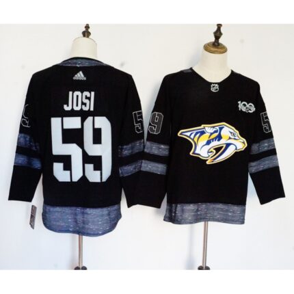 Men's Adidas Nashville Predators #59 Roman Josi Black 1917-2017 100th Anniversary Stitched NHL Jersey