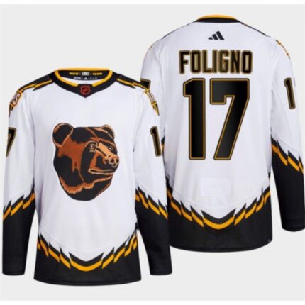 Men's Boston Bruins #17 Nick Foligno White 2022-23 Reverse Retro Stitched Jersey