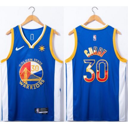 Men's Golden State Warriors #30 Stephen Curry Royal 75th Anniversary  Stitched Jersey