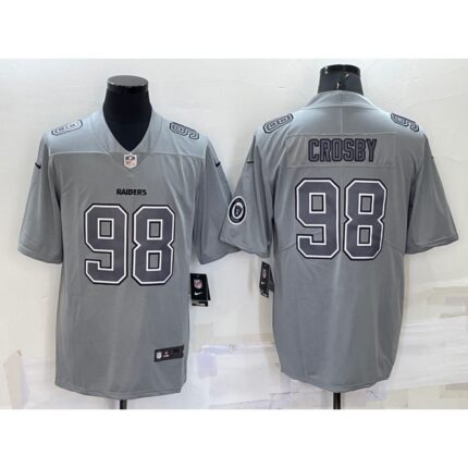 Men's Las Vegas Raiders #98 Maxx Crosby With Patch Grey Atmosphere Fashion Stitched Jersey