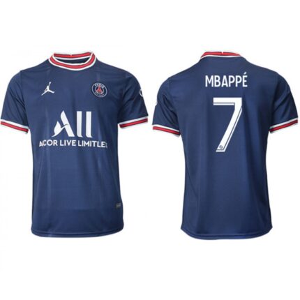 Men's Paris Saint-Germain #7 Mbappe 2021/22 Navy Away Soccer Jersey