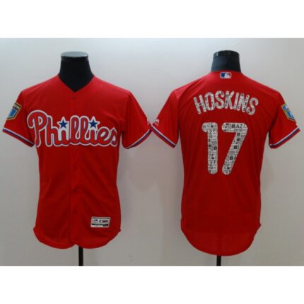Men's Philadelphia Phillies #17 Rhys Hoskins Red 2018 Spring Training Flexbase  Stitched MLB Jersey
