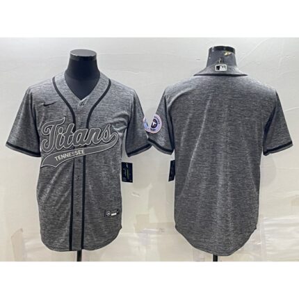 Men's Tennessee Titans Blank Grey With Patch Cool Base Stitched Baseball Jersey