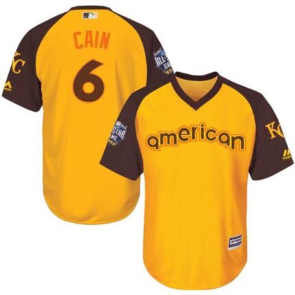 Royals #6 Lorenzo Cain Gold 2016 All-Star American League Stitched Youth MLB Jersey