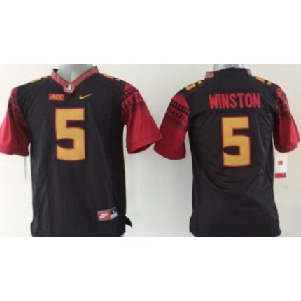 Seminoles #5 Jameis Winston Black Limited Stitched Youth NCAA Jersey