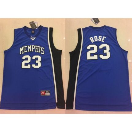 Tigers #23 Derrick Rose Blue Basketball Stitched NCAA Jersey