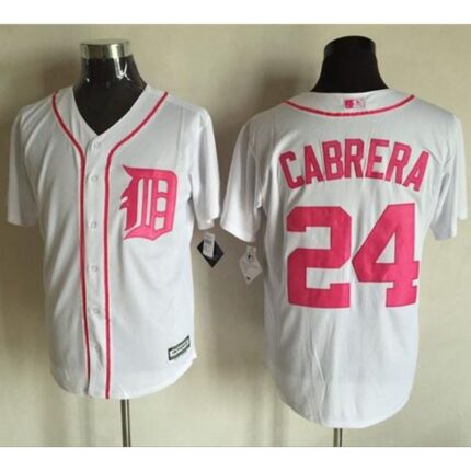 Tigers #24 Miguel Cabrera White New Cool Base 2016 Mother's Day Stitched MLB Jersey