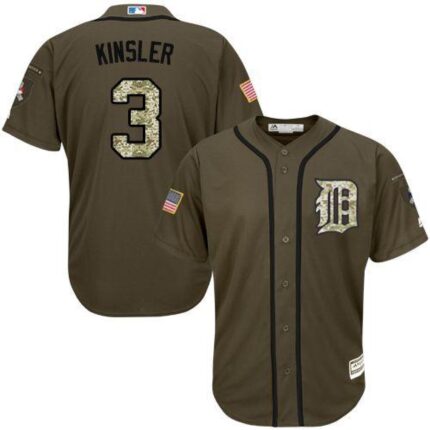 Tigers #3 ian Kinsler Green Salute to Service Stitched Youth MLB Jersey