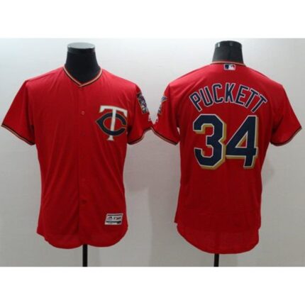 Twins #34 Kirby Puckett Red Flexbase Authentic Collection Stitched MLB Jersey