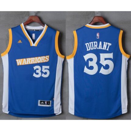 Warriors #35 Kevin Durant Royal Stretch Crossover Stitched NBA Jersey
