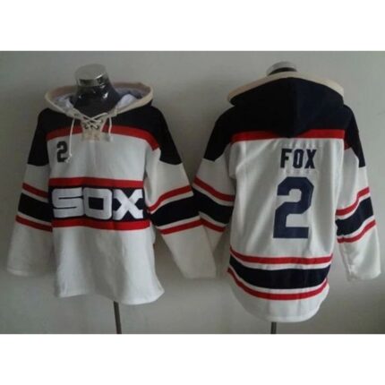 White Sox #2 Nellie Fox White Sawyer Hooded Sweatshirt Alternate Home MLB Hoodie