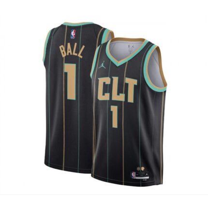 Youth Charlotte Hornets #1 LaMelo Ball Black 2022/23 City Edition Stitched Basketball Jersey