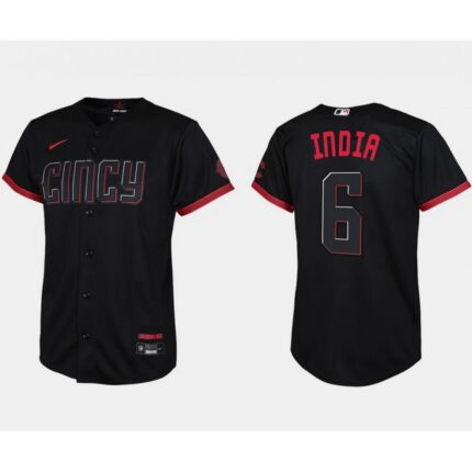 Youth Cincinnati Reds #6 Jonathan india Black 2023 City Connect Stitched Baseball Jersey