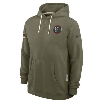 Men's Atlanta Falcons Nike Olive 2025 Salute to Service Sideline Standard Issue Dri-FIT Hoodie